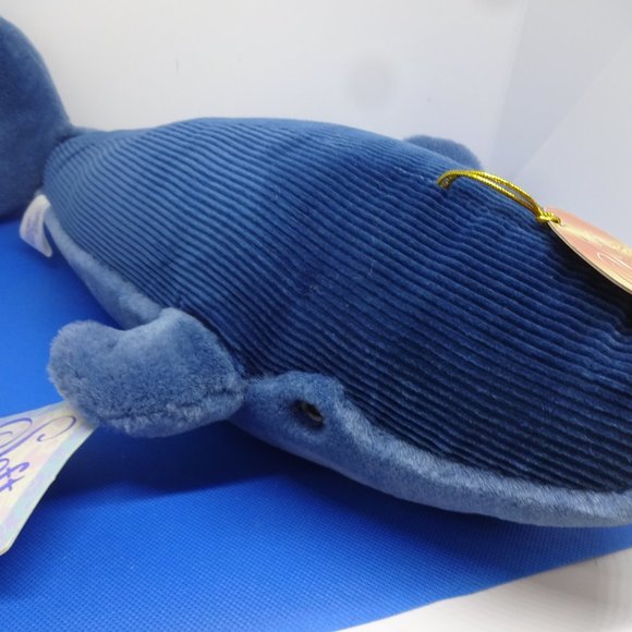 Soft Classics "CORDUROY BLUE WHALE" Stuffed Plush 18" x 9" (NWT) - Picture 4 of 4